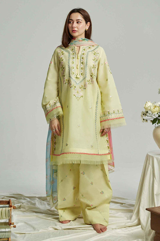 zarashahjahan on emb Lawn with voil diamond Dopatta