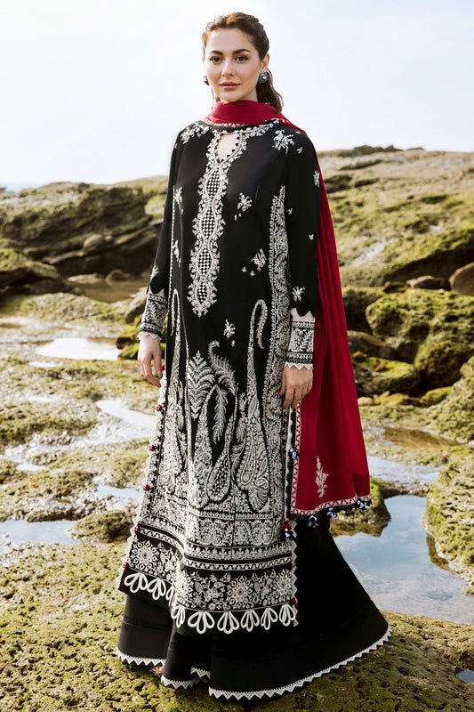 Hussain rehar on heavy emb lawn with chiffon emb dupatta