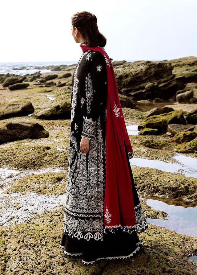 Hussain rehar on heavy emb lawn with chiffon emb dupatta