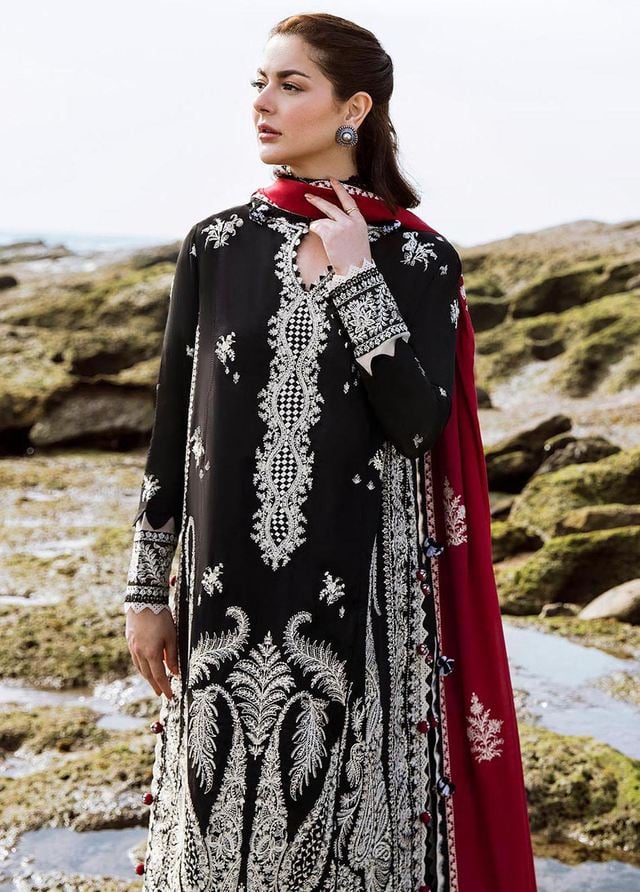 Hussain rehar on heavy emb lawn with chiffon emb dupatta