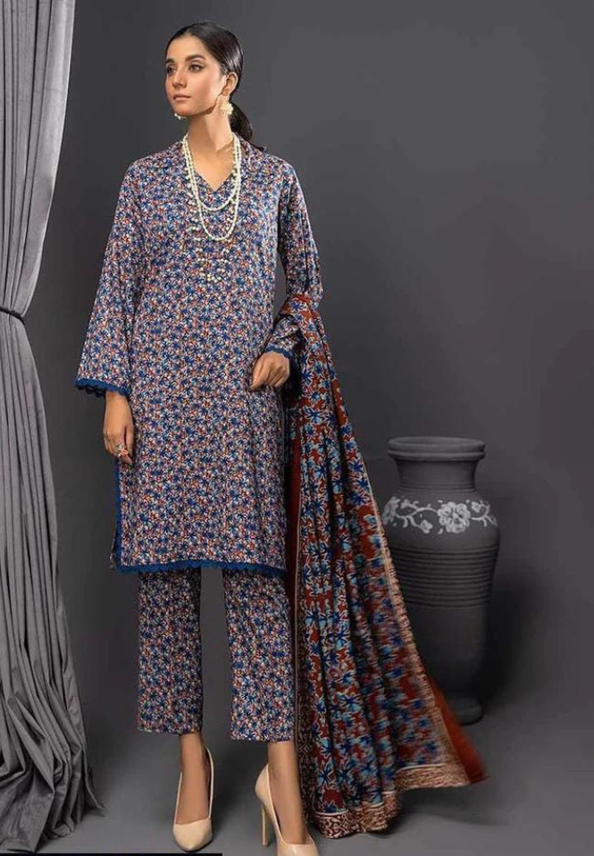 3 Pcs Women Unstitched linen Printed Suite - Soha