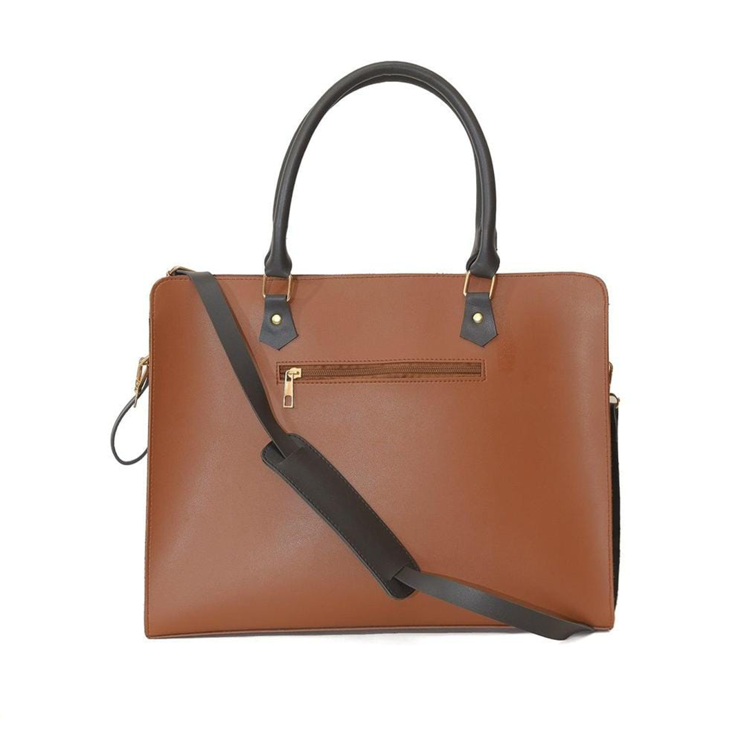 Women's Synthetic Craze Brown Laptop Bag