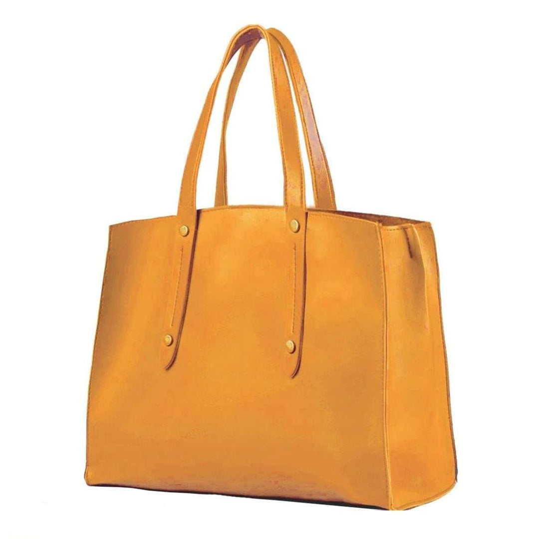 Women's Faux Leather Crew Tote Beige