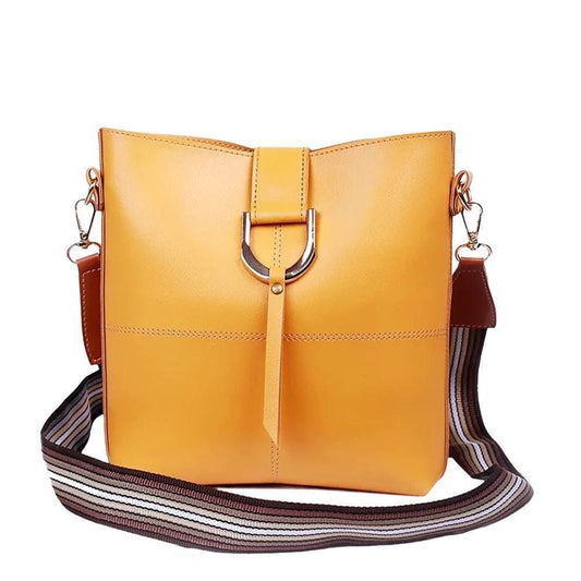 Women's PU Leather Bob Yellow Cross Body Bag