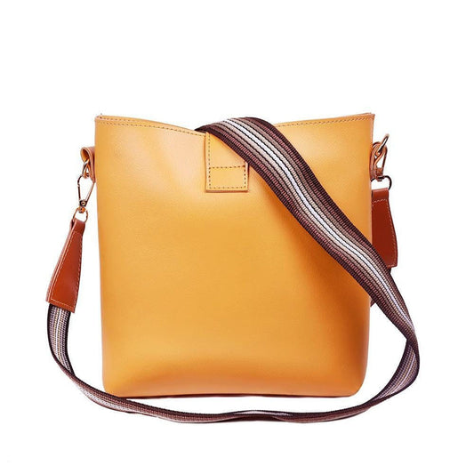 Women's PU Leather Bob Yellow Cross Body Bag