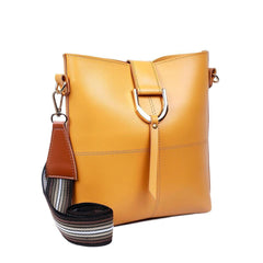 Women's PU Leather Bob Yellow Cross Body Bag