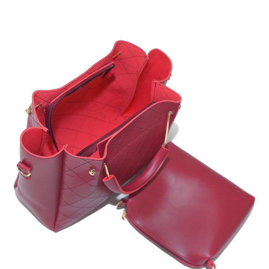 2Pcs Berry Leather Handbag Set