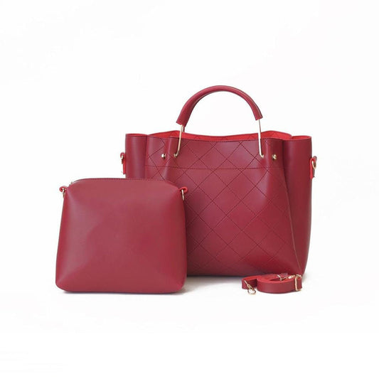 2Pcs Berry Leather Handbag Set