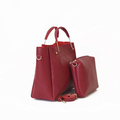 2Pcs Berry Leather Handbag Set