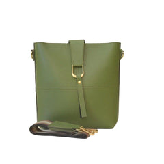 Women's Pu Leather Bob Army Green Cross Body Bag