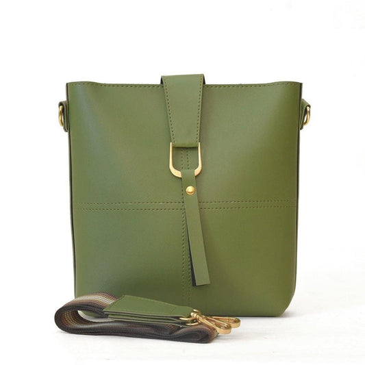 Women's Pu Leather Bob Army Green Cross Body Bag