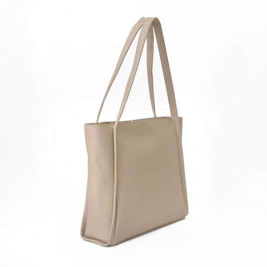 Glory Synthetic Leather Tote Bag, Beige