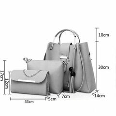 3Pcs Women's PU Leather Handbag, Brown