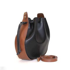 Bali PU Leather Bucket Bag, Black