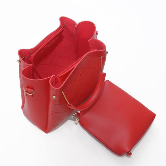 2Pcs Berry Leather Handbag Set, Red