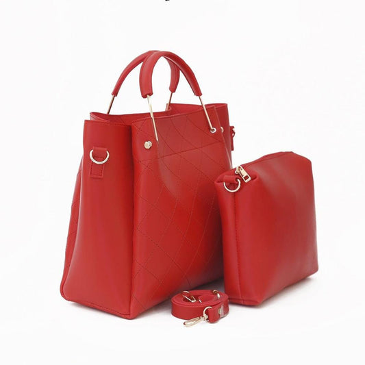 2Pcs Berry Leather Handbag Set, Red