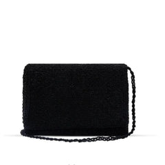 BagX - Noir Beads PU Leather Cluch, Black