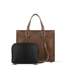 BagX - Zara 2 Pcs Choco PU Leather Totebag, Brown