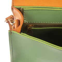 BagX - Glow Green / Brown PU Leather Crossbody, Green