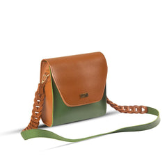 BagX - Glow Green / Brown PU Leather Crossbody, Green