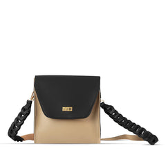 BagX - Glow Beige/ Black PU Leather Crossbody, Black