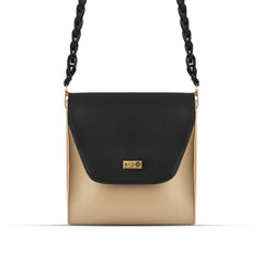 BagX - Glow Beige/ Black PU Leather Crossbody, Black