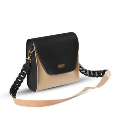 BagX - Glow Beige/ Black PU Leather Crossbody, Black