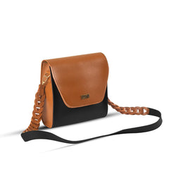 BagX - Glow Black / Brown PU Leather Crossbody, Brown