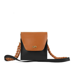 BagX - Glow Black / Brown PU Leather Crossbody, Brown