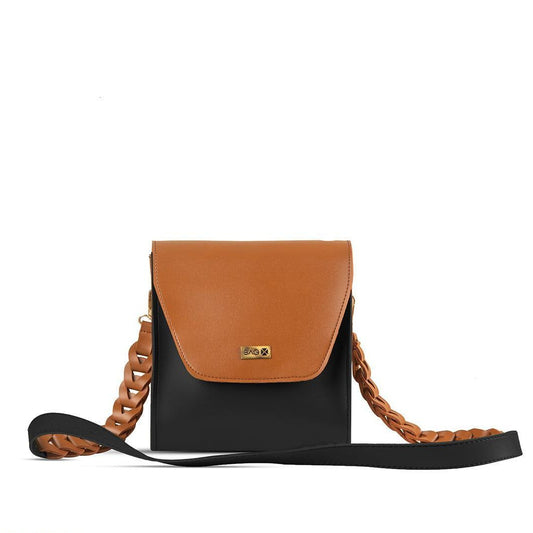 BagX - Glow Black / Brown PU Leather Crossbody, Brown