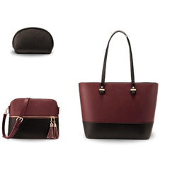 BagX - Grace Maroon / Black PU Leather Shoulderbag, Maroon/Black