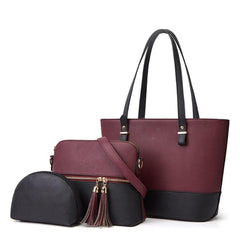 BagX - Grace Maroon / Black PU Leather Shoulderbag, Maroon/Black