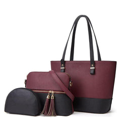 BagX - Grace Maroon / Black PU Leather Shoulderbag, Maroon/Black