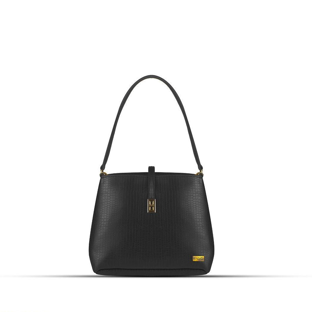 BagX - Marigold Black PU Leather Handbag, Black