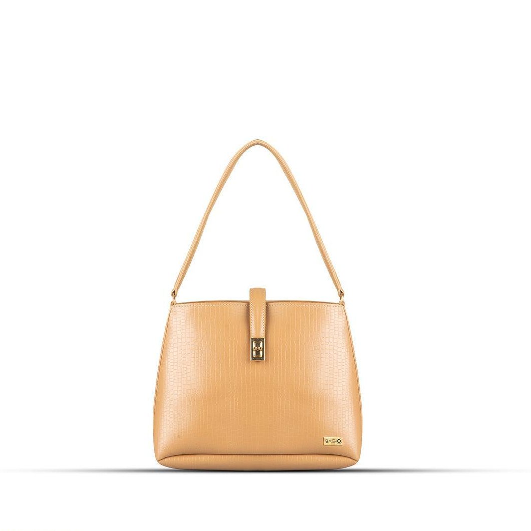 BagX - Marigold Beige PU Leather Handbag, Beige