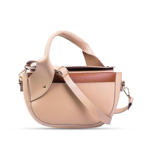 Bag X-Pu Leather Twisted Handle Beige Handbag