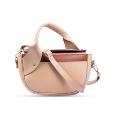 Bag X-Pu Leather Twisted Handle Beige Handbag