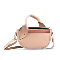 Bag X-Pu Leather Twisted Handle Beige Handbag