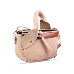 Bag X-Pu Leather Twisted Handle Beige Handbag