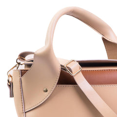 Bag X-Pu Leather Twisted Handle Beige Handbag