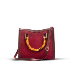 Bag X-Pu Leather Wood Craft Suede Maroon Bag