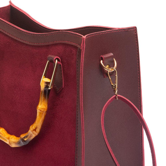 Bag X-Pu Leather Wood Craft Suede Maroon Bag