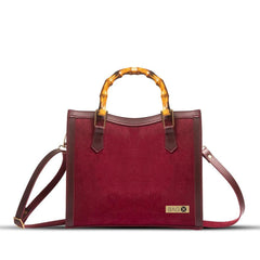 Bag X-Pu Leather Wood Craft Suede Maroon Bag