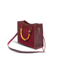 Bag X-Pu Leather Wood Craft Suede Maroon Bag