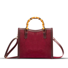 Bag X-Pu Leather Wood Craft Suede Maroon Bag