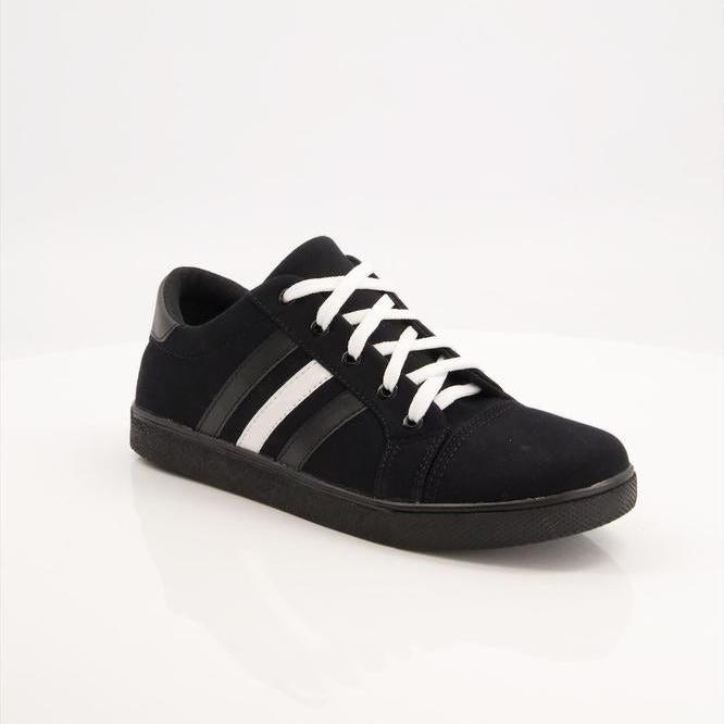 Black Camel Stripes Sneakers 555, Black & White