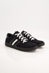 Black Camel Stripes Sneakers 555, Black & White