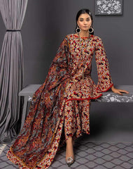 3 Pcs Women Unstitched Linen Printed Suit -Soha