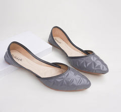 Women's Rexine Elegant Handcrafted Khussa- 7985, Grey