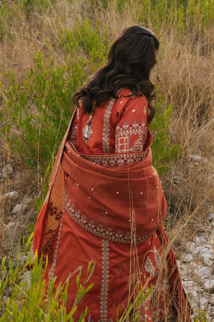Qalamkar — 3pc on emb Lawn 90/70 with Chiffon Emb Dopatta